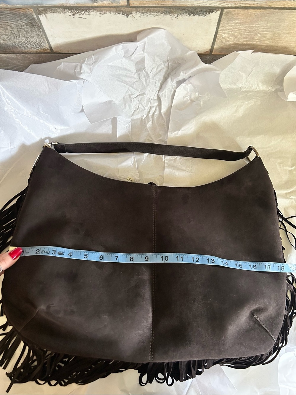 NWT Free People Finn Suede Fringe Shoulder Bag w/ Included Bag Charm - Picture 14 of 16